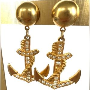 Vintage ship anchor ⚓️ dangle pierced earrings